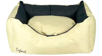 ZOOexpress лежанка пухлик «Oxford» двухсторонняя для собак и кошек, бежевый/серый