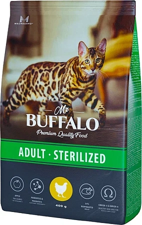 Купить mr.buffalo сухой корм для стерилизованных кошек, курица