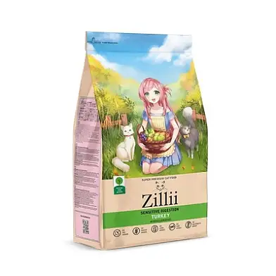 Zilli сухой корм для взрослых кошек с чувствительным пищеварением, индейка